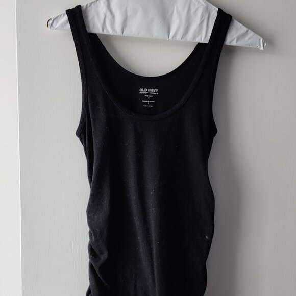 Maternity Rib-Knit Side-Shirred Tank - Black - Picture 1 of 4